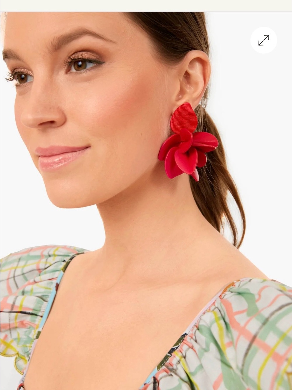 Tuckernuck Poppy Red Silk and Leather Orchid Earrings